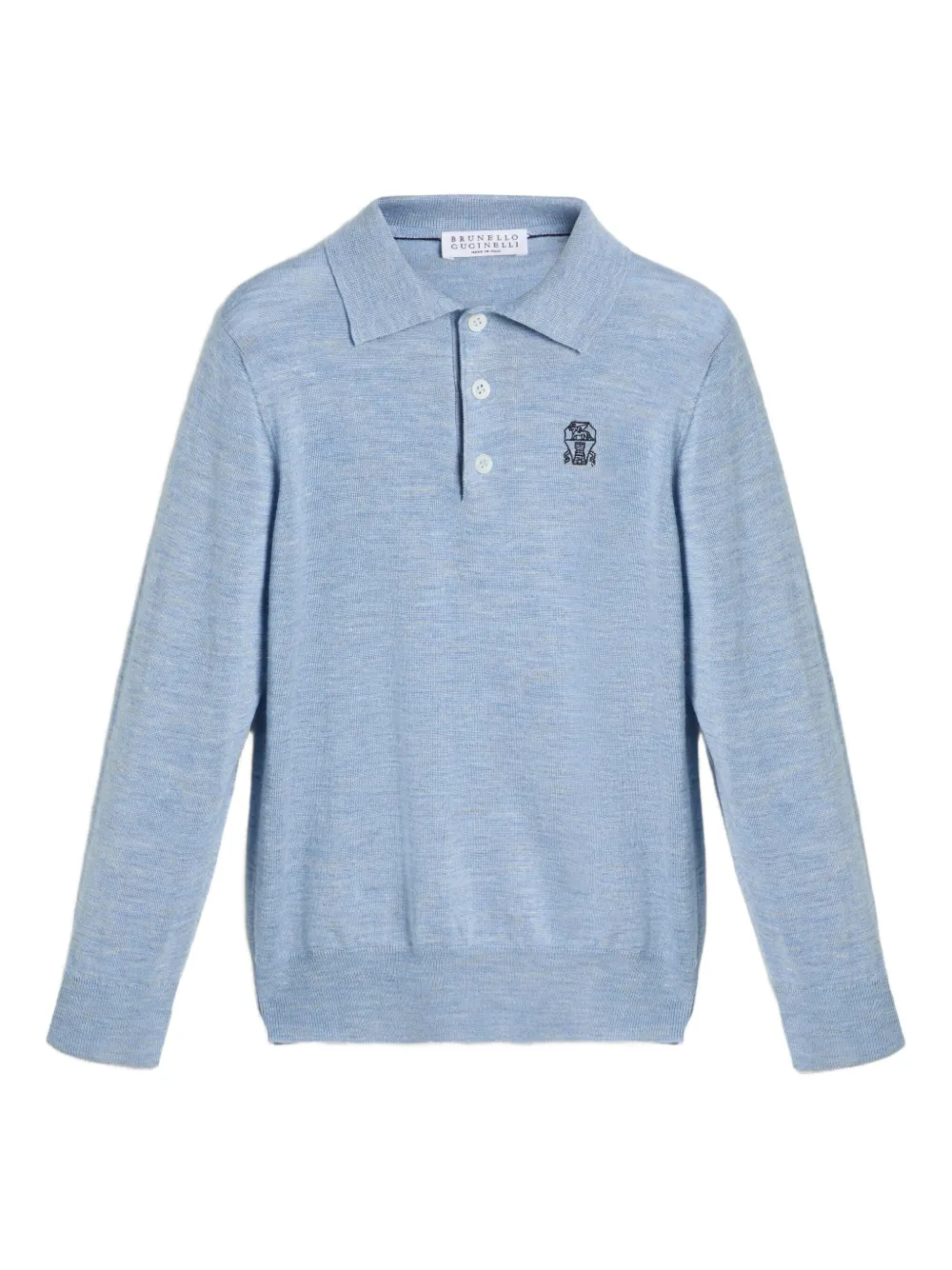 Рубашка поло с вышитым логотипом Brunello Cucinelli Kids, синий 
Рубашка поло с вышитым логотипом Brunello Cucinelli Kids, синий
