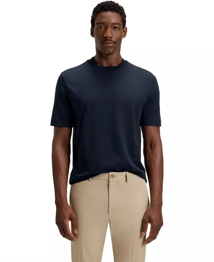 Мужская футболка с круглым вырезом из хлопка и шелка Hugo Boss, синий
Мужская футболка с круглым вырезом из хлопка и шелка Hugo Boss, синий