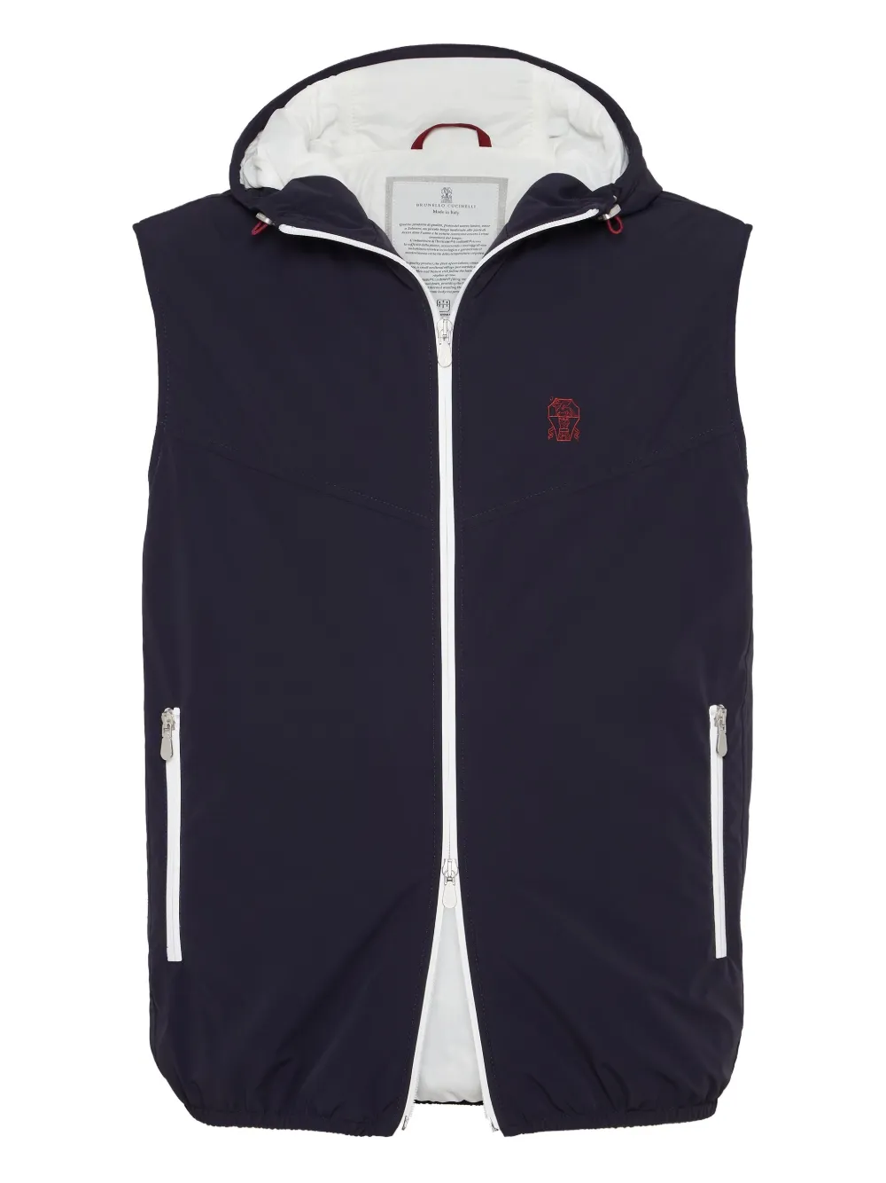 Жилет с капюшоном на молнии Brunello Cucinelli, синий
Жилет с капюшоном на молнии Brunello Cucinelli, синий