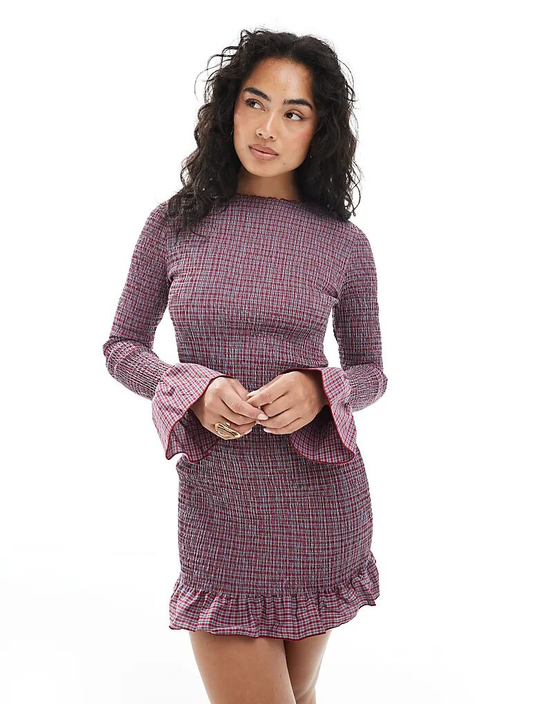 Мини-платье Daisy Street с длинными рукавами и сборками в красную клетку
Мини-платье Daisy Street с длинными рукавами и сборками в красную клетку