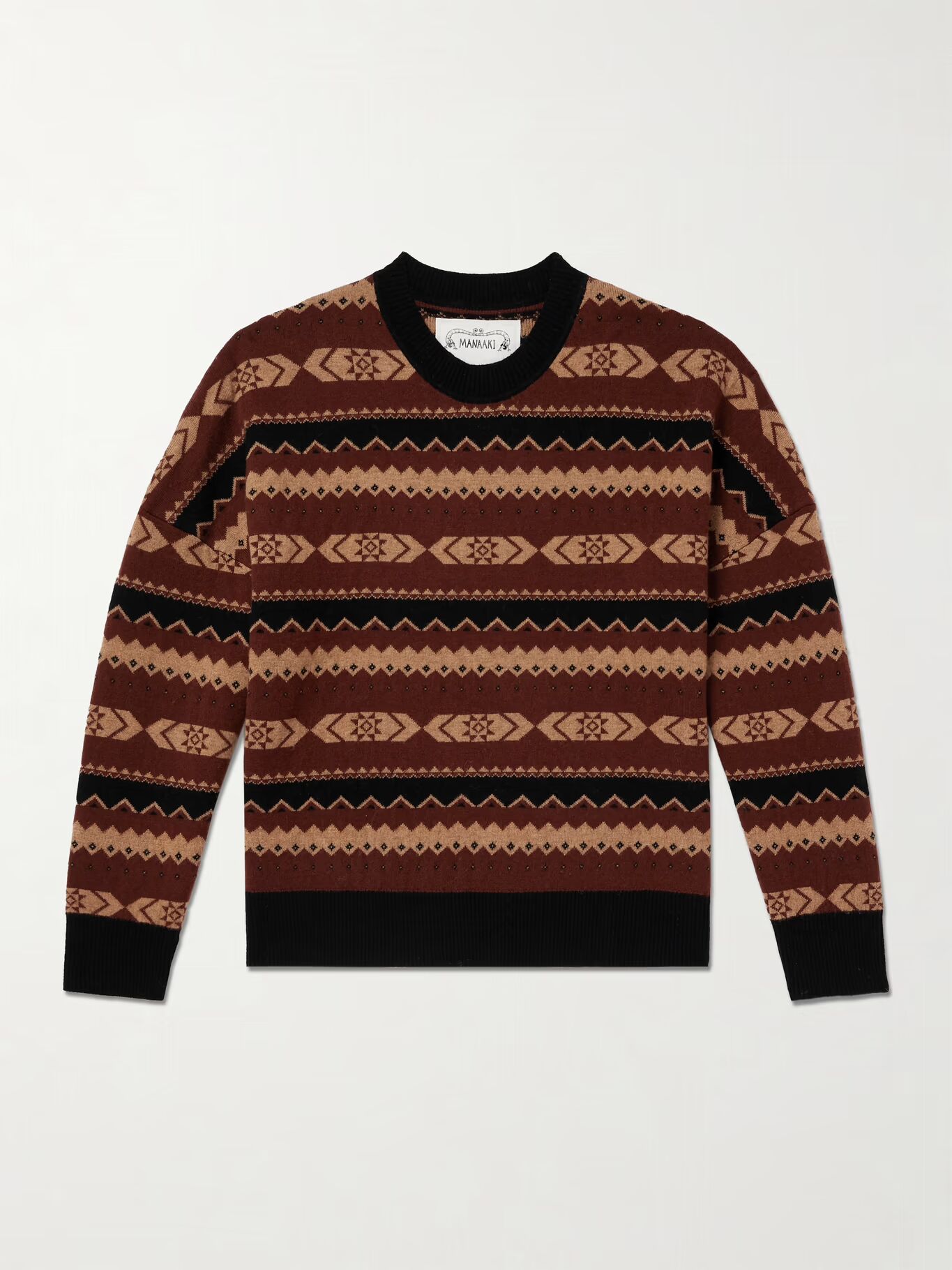 Жаккардовый свитер Rongo из смеси мериносовой шерсти и кашемира MANAAKI, коричневый
Жаккардовый свитер Rongo из смеси мериносовой шерсти и кашемира MANAAKI, коричневый