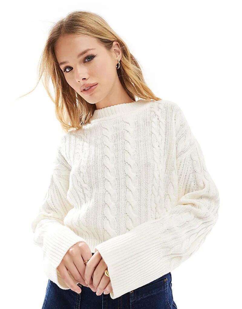 Джемпер с косой вязкой кремового цвета Threadbare
Джемпер с косой вязкой кремового цвета Threadbare