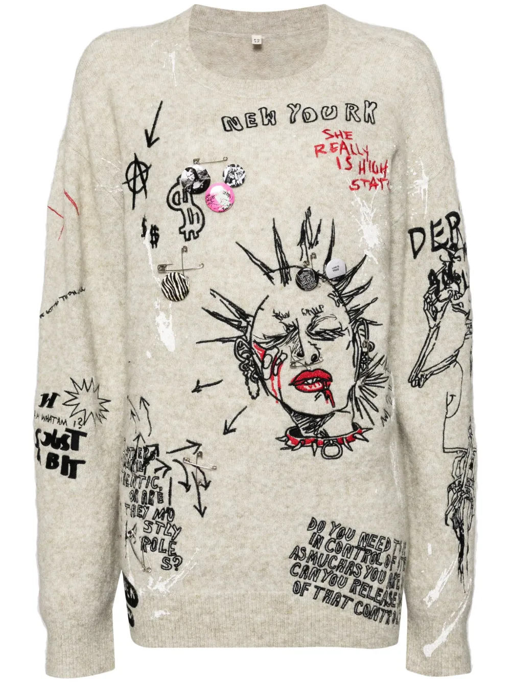 Джемпер с вышивкой R13, нейтральный
Джемпер с вышивкой R13, нейтральный