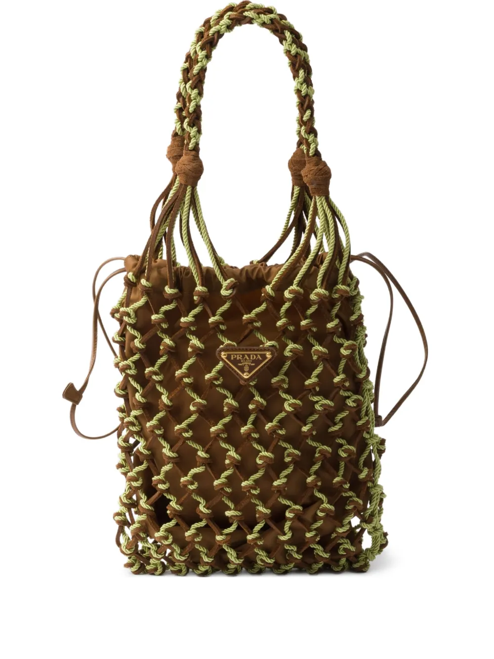 Маленькая сумка-тоут в технике макраме Prada, коричневый
Маленькая сумка-тоут в технике макраме Prada, коричневый