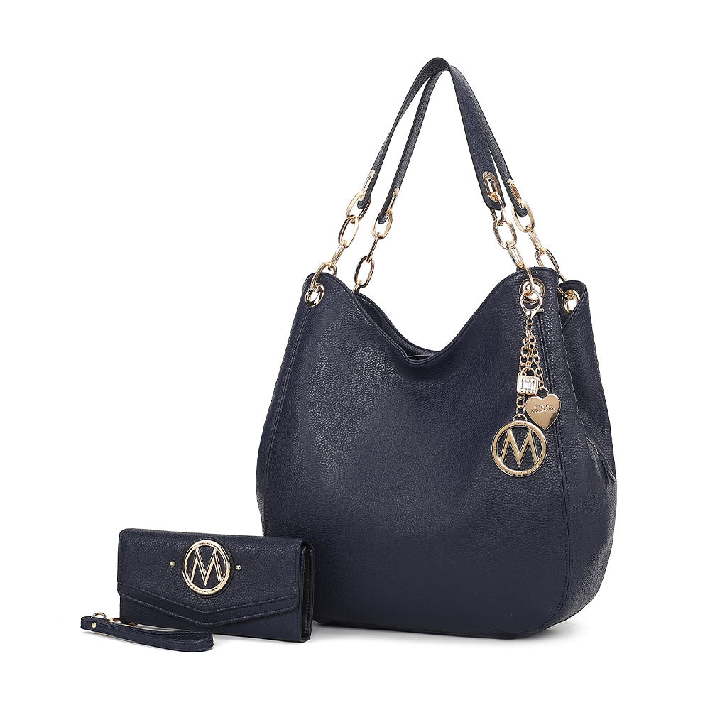 Эшли, женская элегантная сумка-хобо и кошелек с запястьем, комплект из 2 предметов от Mia K MKF Collection By Mia K., темно-синий
Эшли, женская элегантная сумка-хобо и кошелек с запястьем, комплект из 2 предметов от Mia K MKF Collection By Mia K., темно-синий