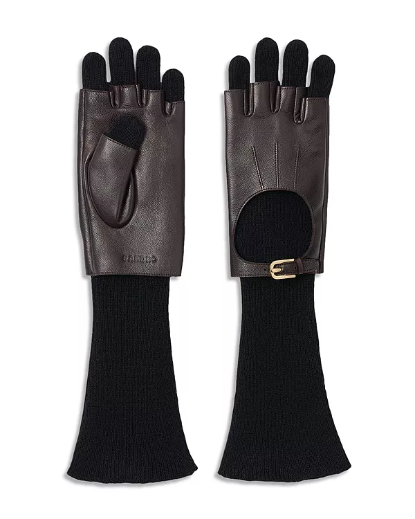 Перчатки «два в одном»: кожаные и вязаные. Sandro, черный
Перчатки «два в одном»: кожаные и вязаные. Sandro, черный