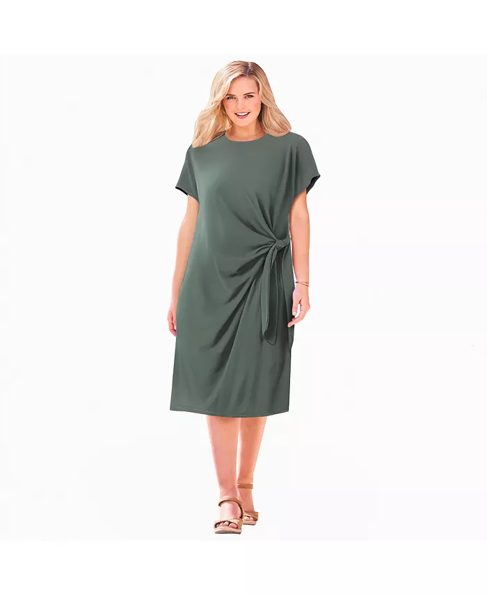 Платье-футболка больших размеров с узлом сбоку Woman Within, зеленый
Платье-футболка больших размеров с узлом сбоку Woman Within, зеленый