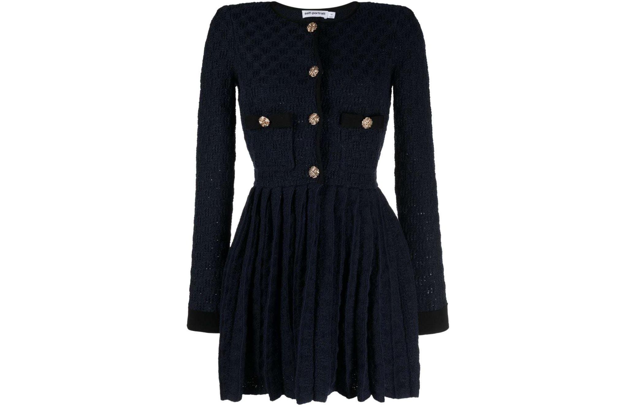 Плетеная плиссированная мини-платье Self-portrait, морской синий
Плетеная плиссированная мини-платье Self-portrait, морской синий