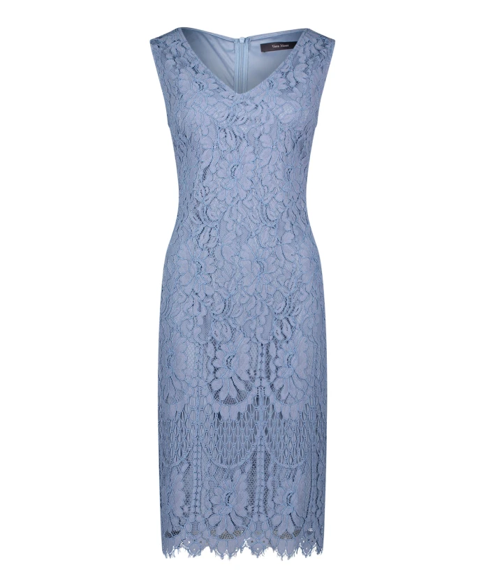Кружевное платье-футляр с фестончатым краем Vera Mont, синий
Кружевное платье-футляр с фестончатым краем Vera Mont, синий