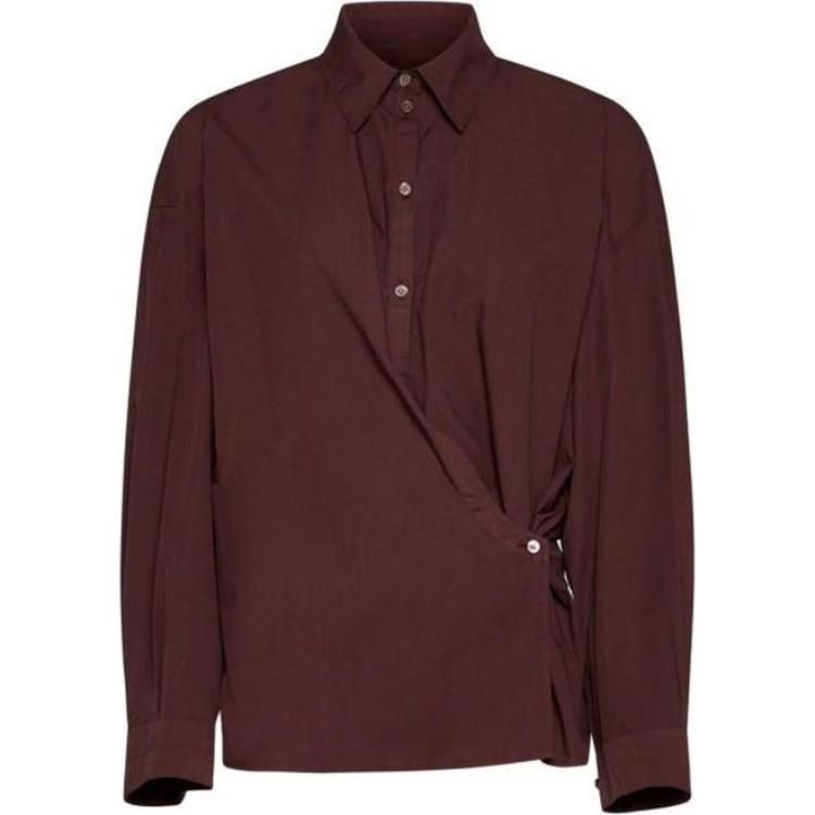 Прямой воротник скрученная рубашка 'Cocoa Bean' Lemaire, Бордовый 
Прямой воротник скрученная рубашка 'Cocoa Bean' Lemaire, Бордовый