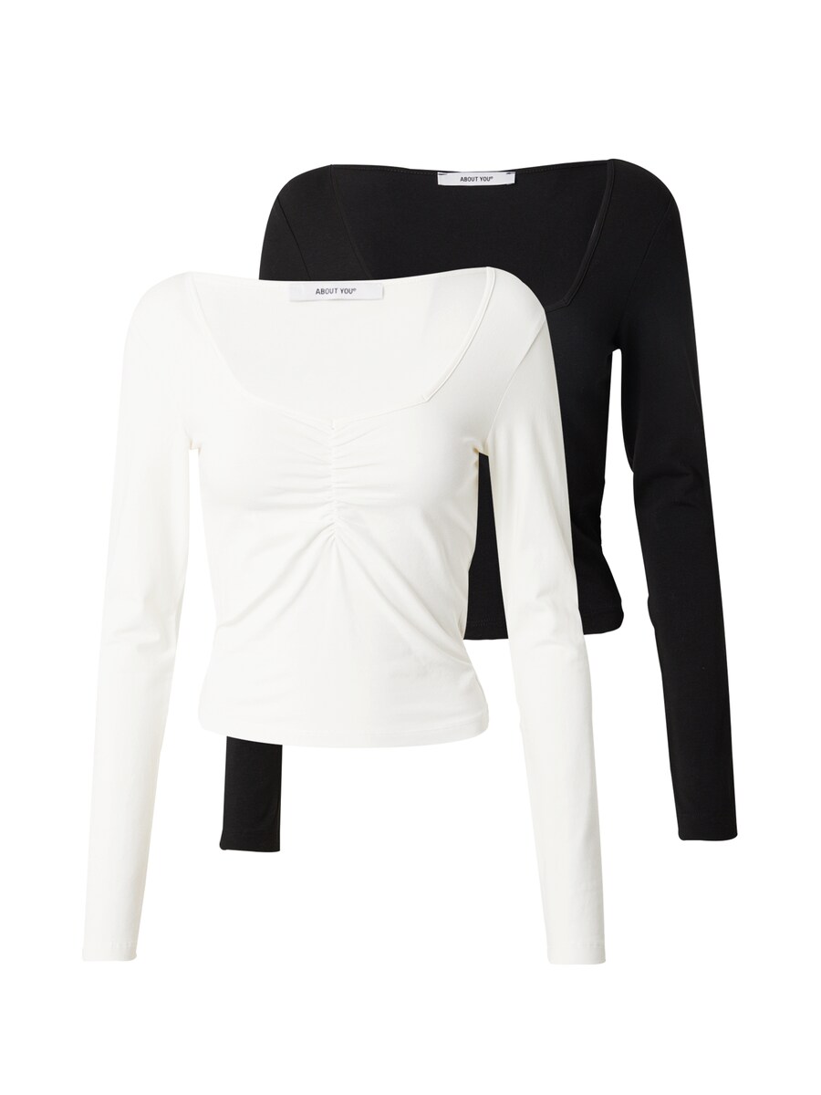 Лонгслив ABOUT YOU Shirt Gwen, черный/белый 
Лонгслив ABOUT YOU Shirt Gwen, черный/белый