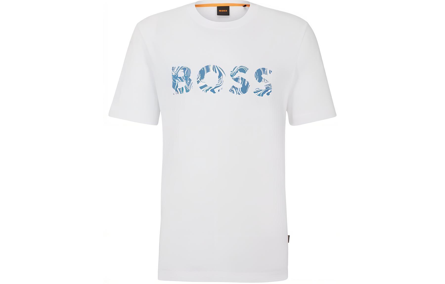 Футболка с принтом логотипа HUGO BOSS, белая 
Футболка с принтом логотипа HUGO BOSS, белая