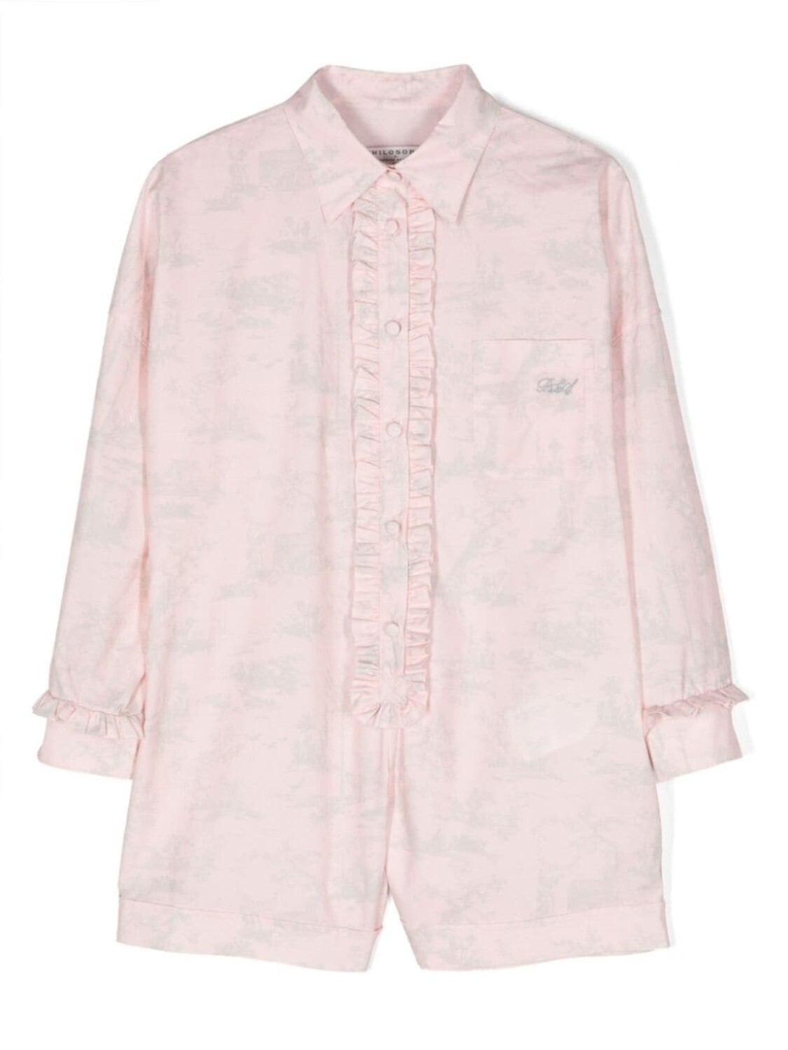 Поплиновый ромпер с принтом Toile de Jouy Philosophy Di Lorenzo Serafini Kids, розовый 
Поплиновый ромпер с принтом Toile de Jouy Philosophy Di Lorenzo Serafini Kids, розовый