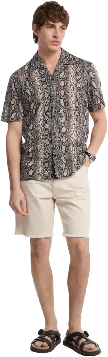 Michael Kors Мужская короткая рукав Relaxed Fit Python Camp Collar рубашка, Black
Michael Kors Мужская короткая рукав Relaxed Fit Python Camp Collar рубашка, Black