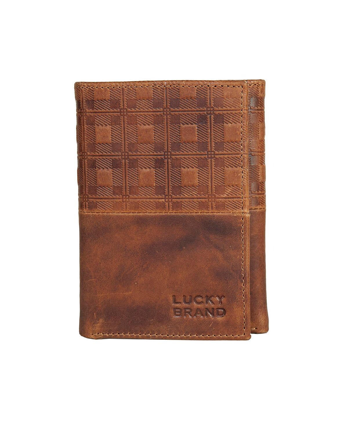 Мужской кожаный кошелек тройного сложения в клетку с тиснением Lucky Brand
Мужской кожаный кошелек тройного сложения в клетку с тиснением Lucky Brand