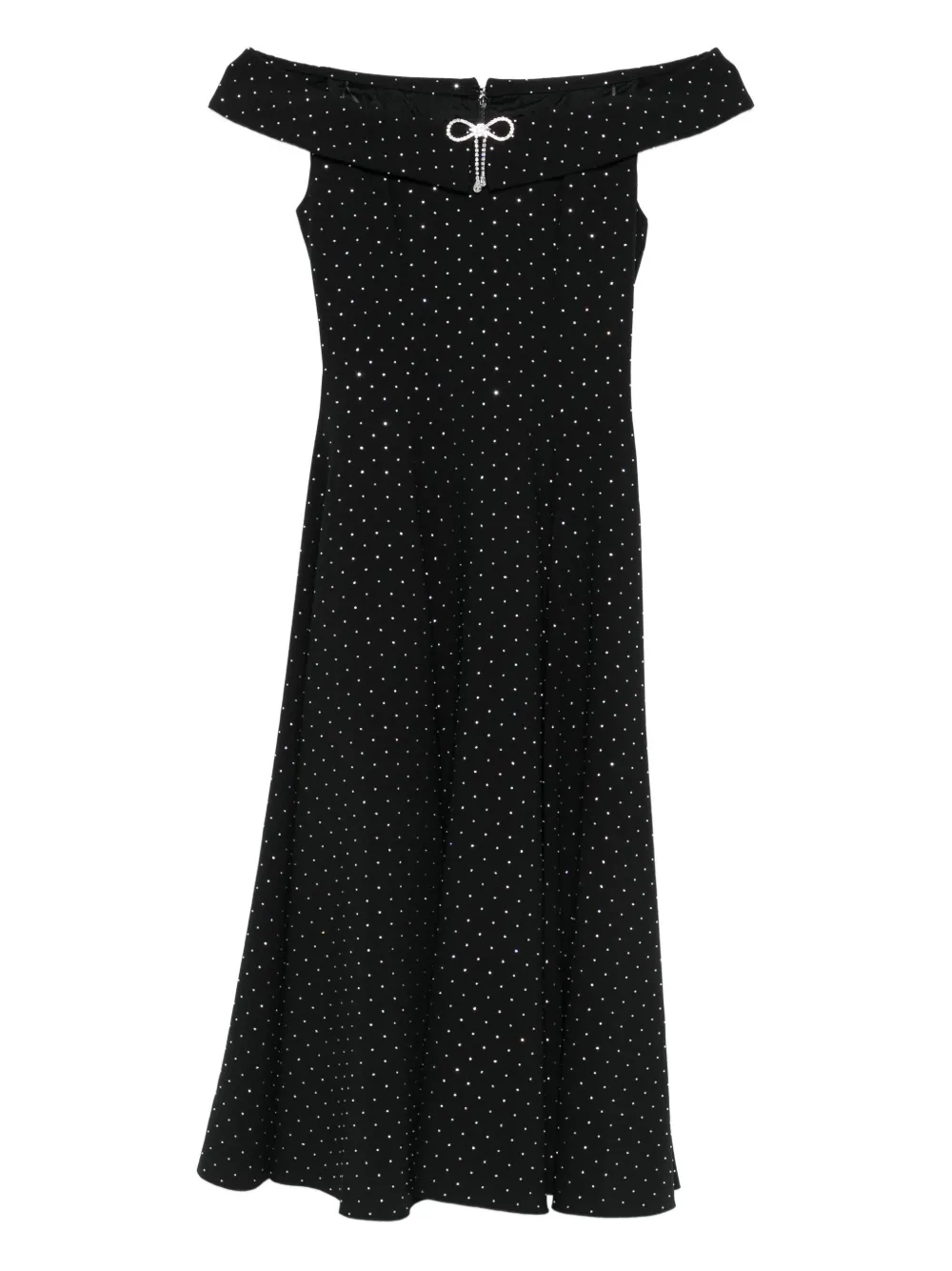 Платье миди с открытыми плечами и пайетками NISSA, черный 
Платье миди с открытыми плечами и пайетками NISSA, черный