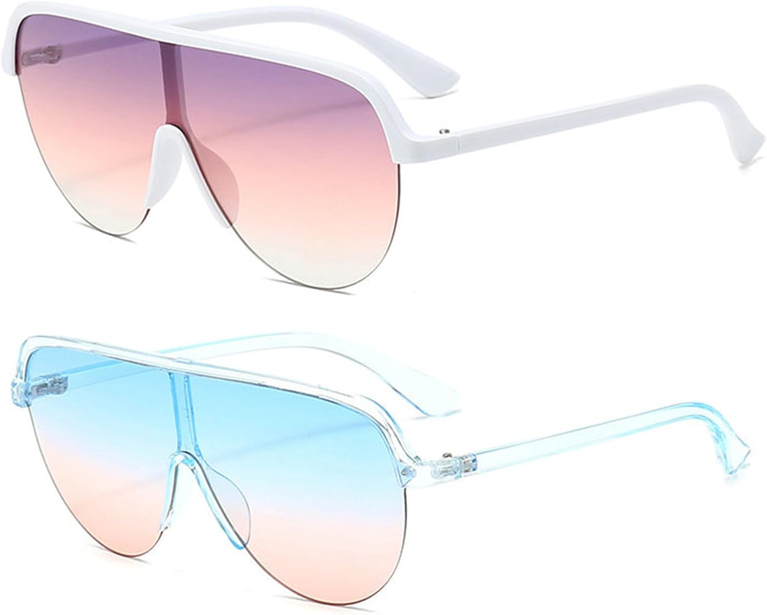 Willochra — большие цельные солнцезащитные очки с зеркальными линзами для женщин, модные очки в стиле Y2K с плоскими зеркальными линзами для мужчин, очки в стиле хип-хоп, 2pcs-purple&blue
Willochra — большие цельные солнцезащитные очки с зеркальными линзами для женщин, модные очки в стиле Y2K с плоскими зеркальными линзами для мужчин, очки в стиле хип-хоп, 2pcs-purple&blue