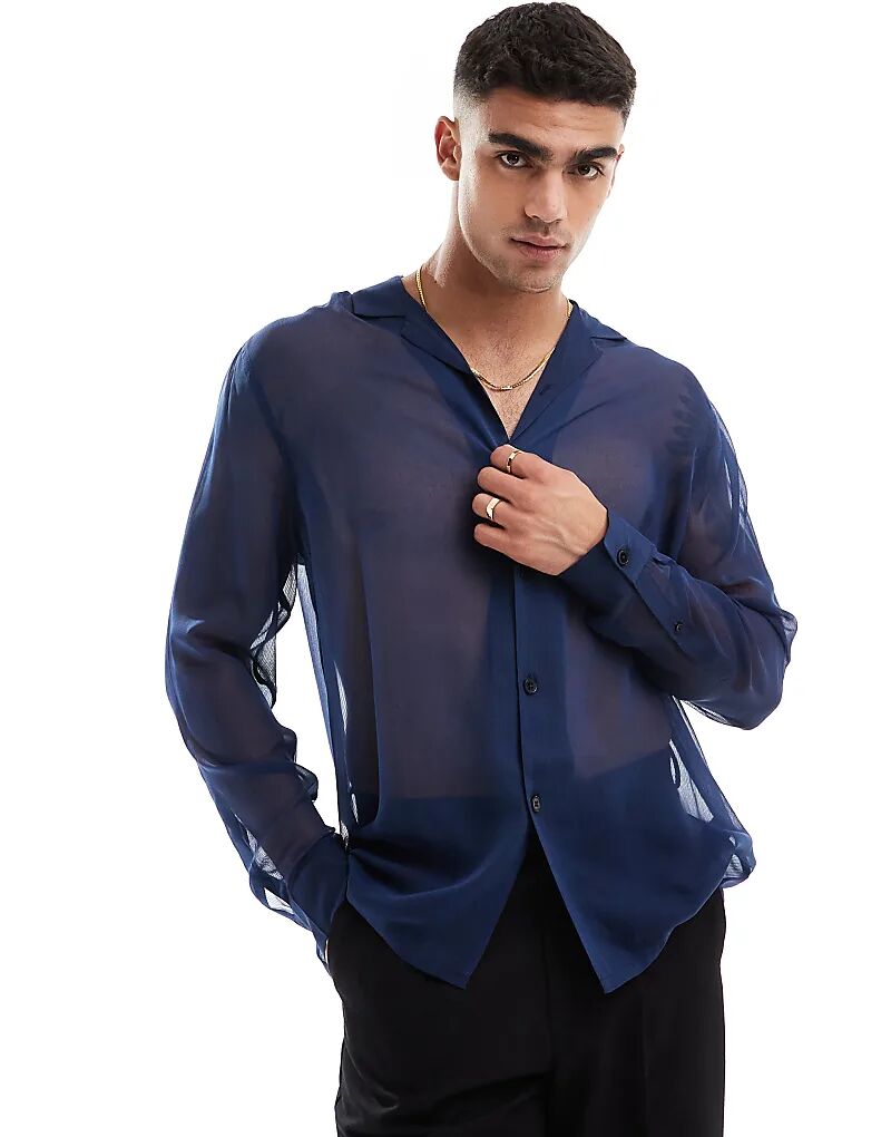 Свободная рубашка revere прозрачная в синем цвете ASOS DESIGN
Свободная рубашка revere прозрачная в синем цвете ASOS DESIGN