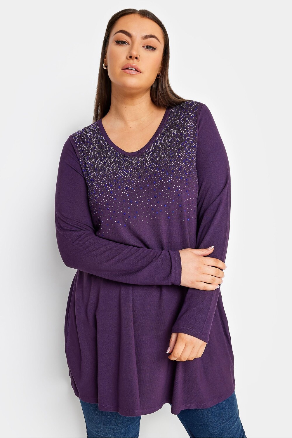 Топ с длинными рукавами, украшенный заклепками Yours Curve, фиолетовый
Топ с длинными рукавами, украшенный заклепками Yours Curve, фиолетовый