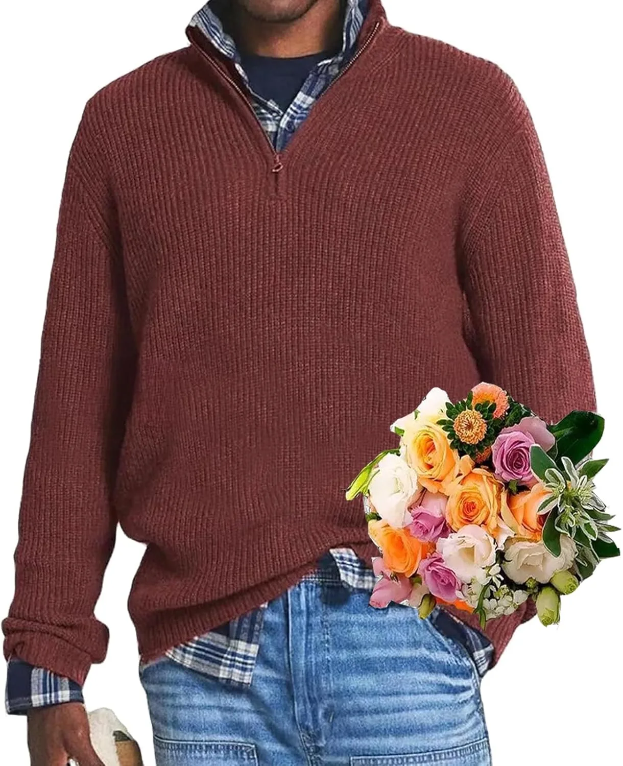 Мужской кашемировый свитер с молнией для бизнес-кэжуал, Quarter Zip, Mock Neck ZPLMIDE
Мужской кашемировый свитер с молнией для бизнес-кэжуал, Quarter Zip, Mock Neck ZPLMIDE