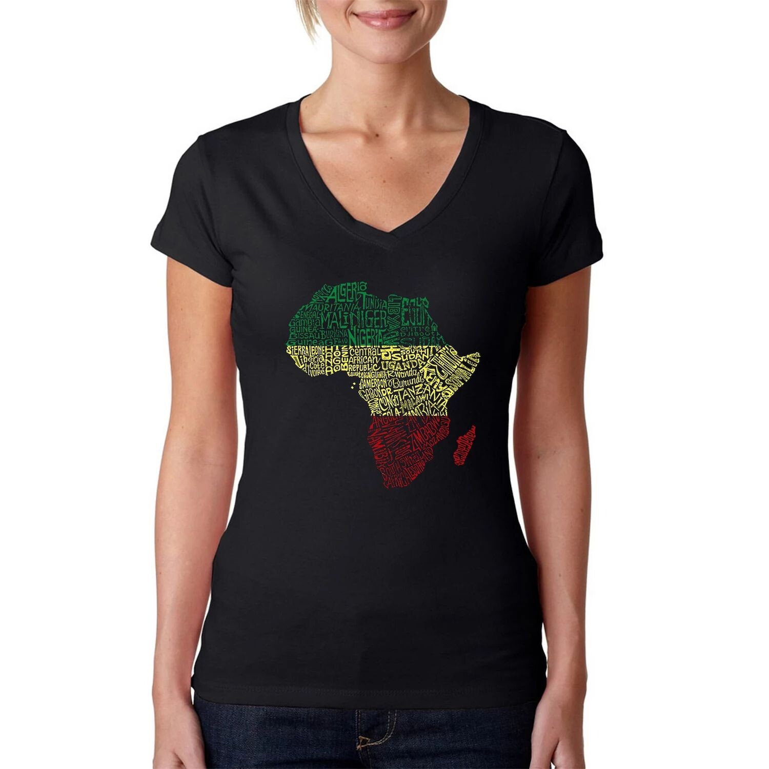 Страны Африки — женская футболка с v-образным вырезом и надписью Word Art LA Pop Art
Страны Африки — женская футболка с v-образным вырезом и надписью Word Art LA Pop Art