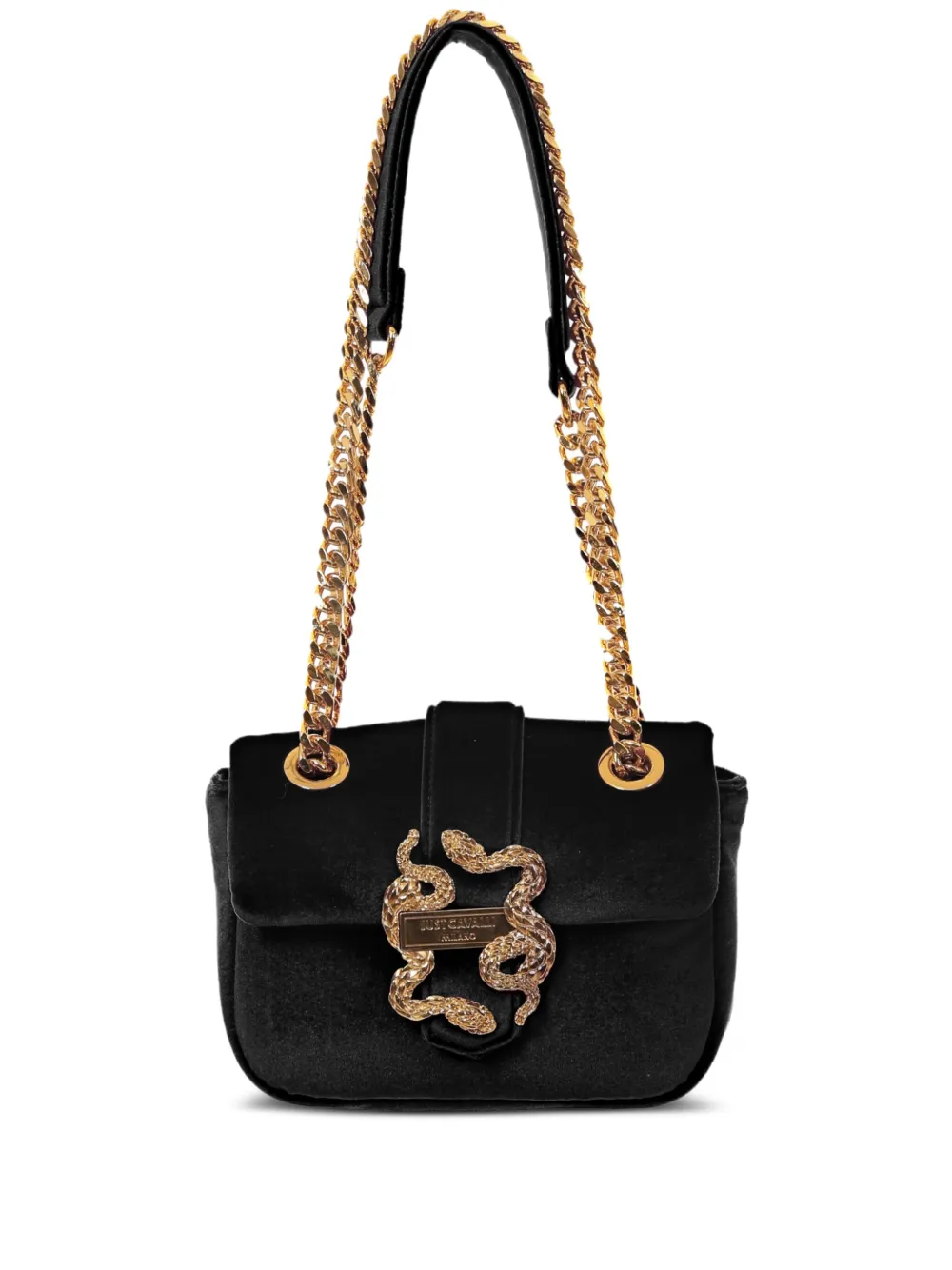 Бархатная сумка через плечо с пряжкой-змеей Just Cavalli, черный
Бархатная сумка через плечо с пряжкой-змеей Just Cavalli, черный