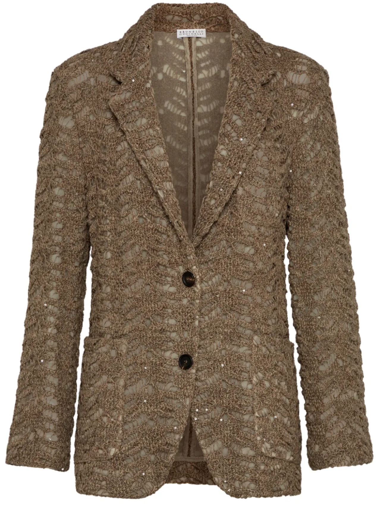 Brunello Cucinelli блейзер с кружевной аппликацией, коричневый
Brunello Cucinelli блейзер с кружевной аппликацией, коричневый