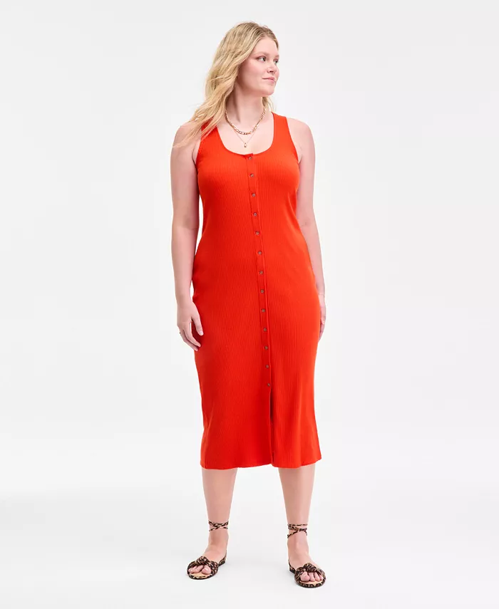 Женское платье миди на пуговицах с рубчиком On 34th, красный
Женское платье миди на пуговицах с рубчиком On 34th, красный