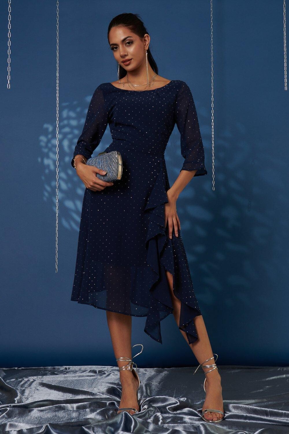 Шифоновое платье миди с отделкой Diamante Jolie Moi, синий
Шифоновое платье миди с отделкой Diamante Jolie Moi, синий