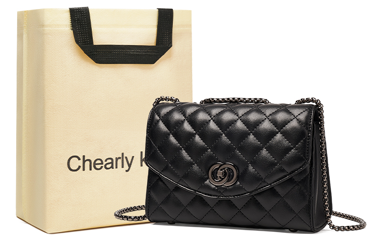 Кожаная цепная сумка через плечо классическая женская черная/молочная белая Chearly Kitity
Кожаная цепная сумка через плечо классическая женская черная/молочная белая Chearly Kitity