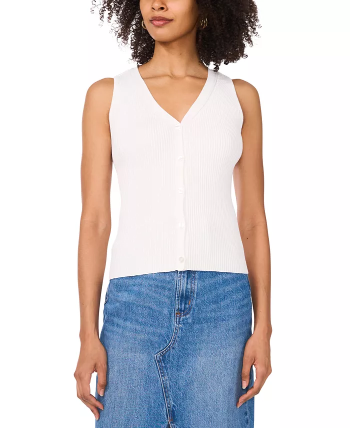 Женский ребристый жилет с пуговицами спереди Vince Camuto, белый
Женский ребристый жилет с пуговицами спереди Vince Camuto, белый