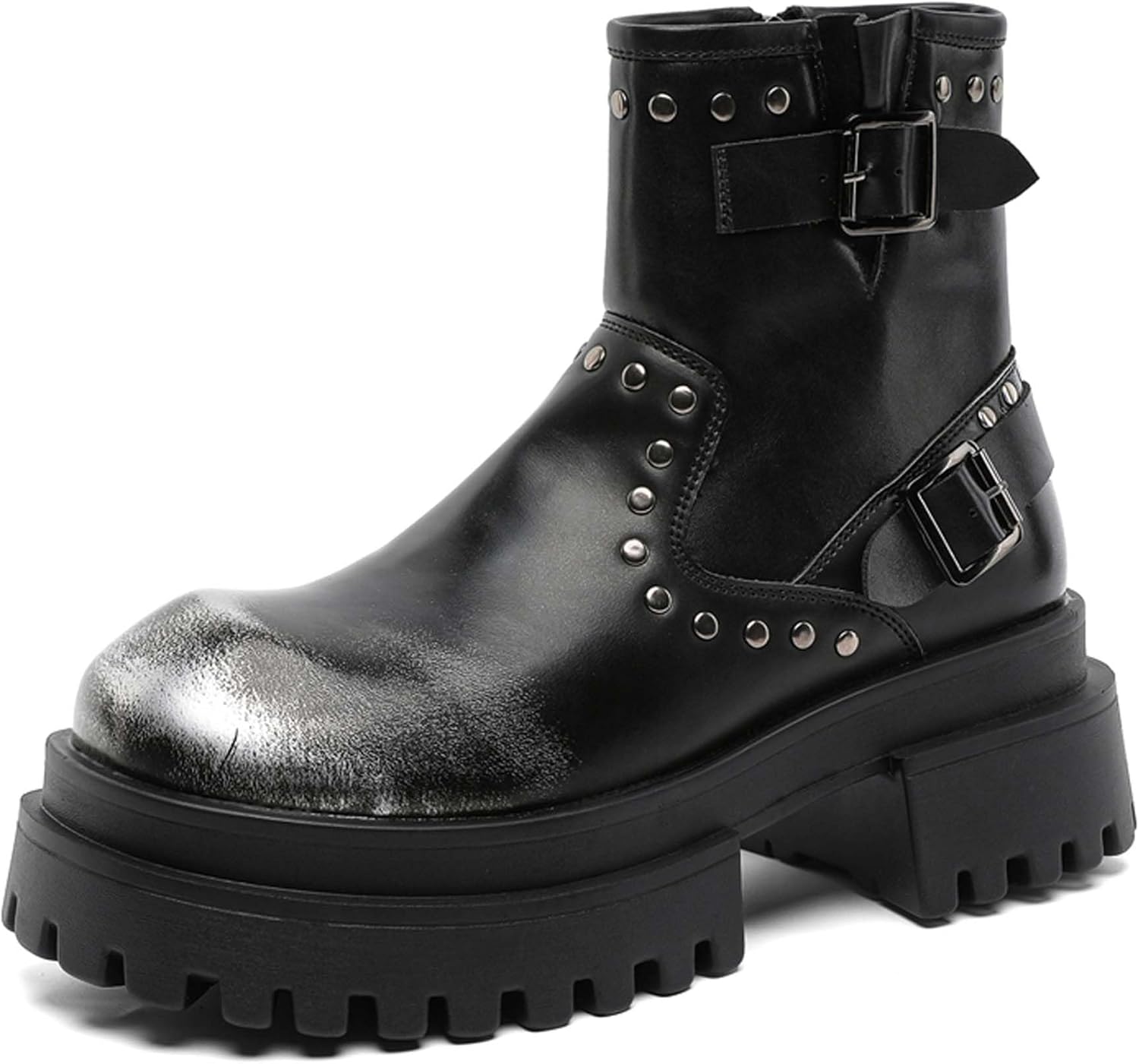 Мужские модные байкерские ботинки с массивной подошвой, противоскользящие, на платформе для увеличения роста, с заклепками, в стиле панк-рок, для вечеринок, классический круглый носок, на шнуровке, с толстой подошвой Generic, серебро
Мужские модные байкерские ботинки с массивной подошвой, противоскользящие, на платформе для увеличения роста, с заклепками, в стиле панк-рок, для вечеринок, классический круглый носок, на шнуровке, с толстой подошвой Generic, серебро
