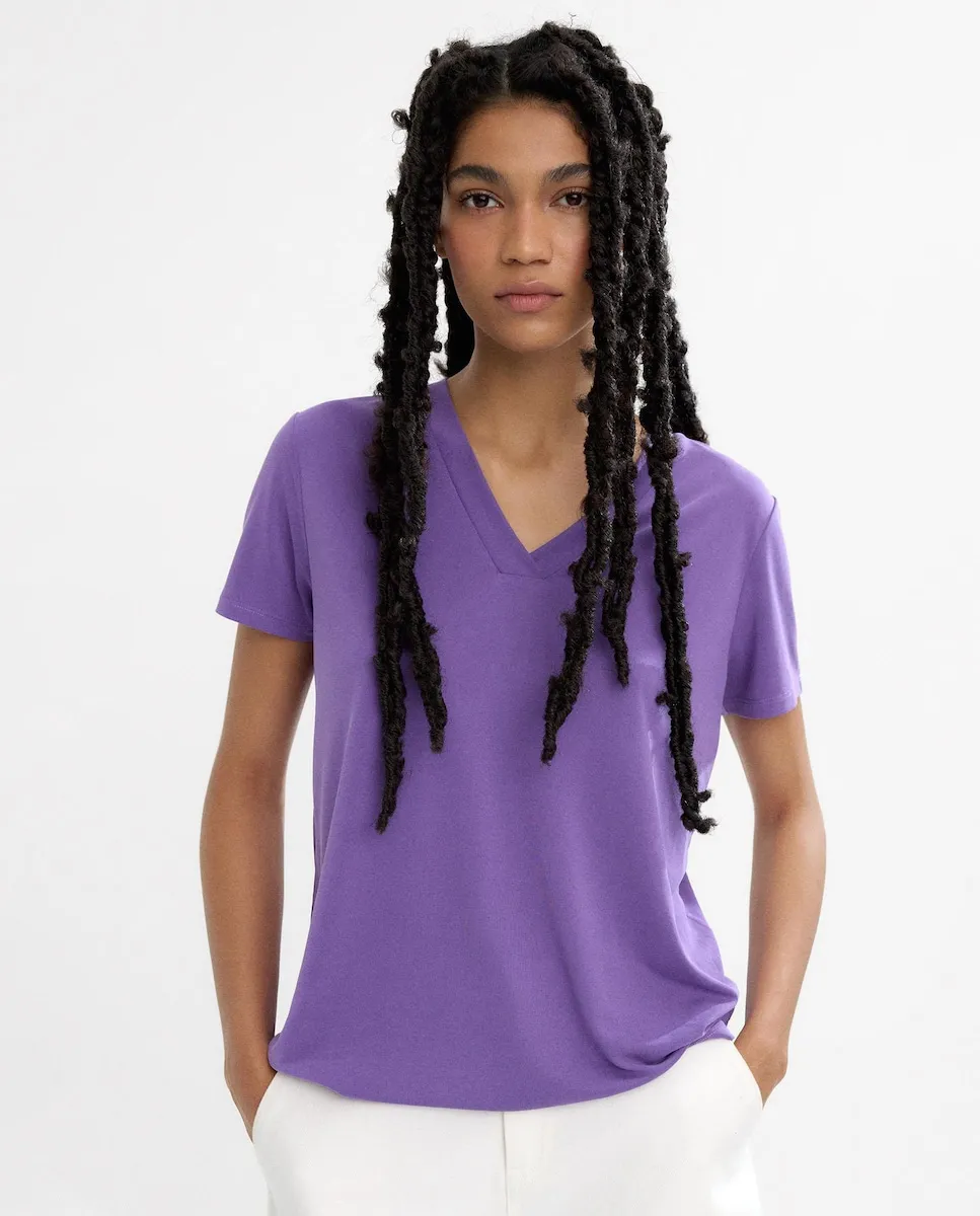Женская футболка с V-образным вырезом Parfois, сиреневый
Женская футболка с V-образным вырезом Parfois, сиреневый