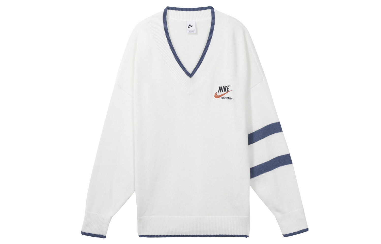 SS23 Мужской трендовый полосатый принт свитер-пуловер цвета Off-White Nike, кремовый
SS23 Мужской трендовый полосатый принт свитер-пуловер цвета Off-White Nike, кремовый