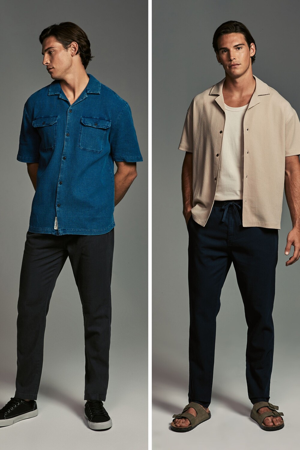 Льняные хлопковые брюки с эластичной резинкой на шнурке, 2 пары Next, синий 
Льняные хлопковые брюки с эластичной резинкой на шнурке, 2 пары Next, синий