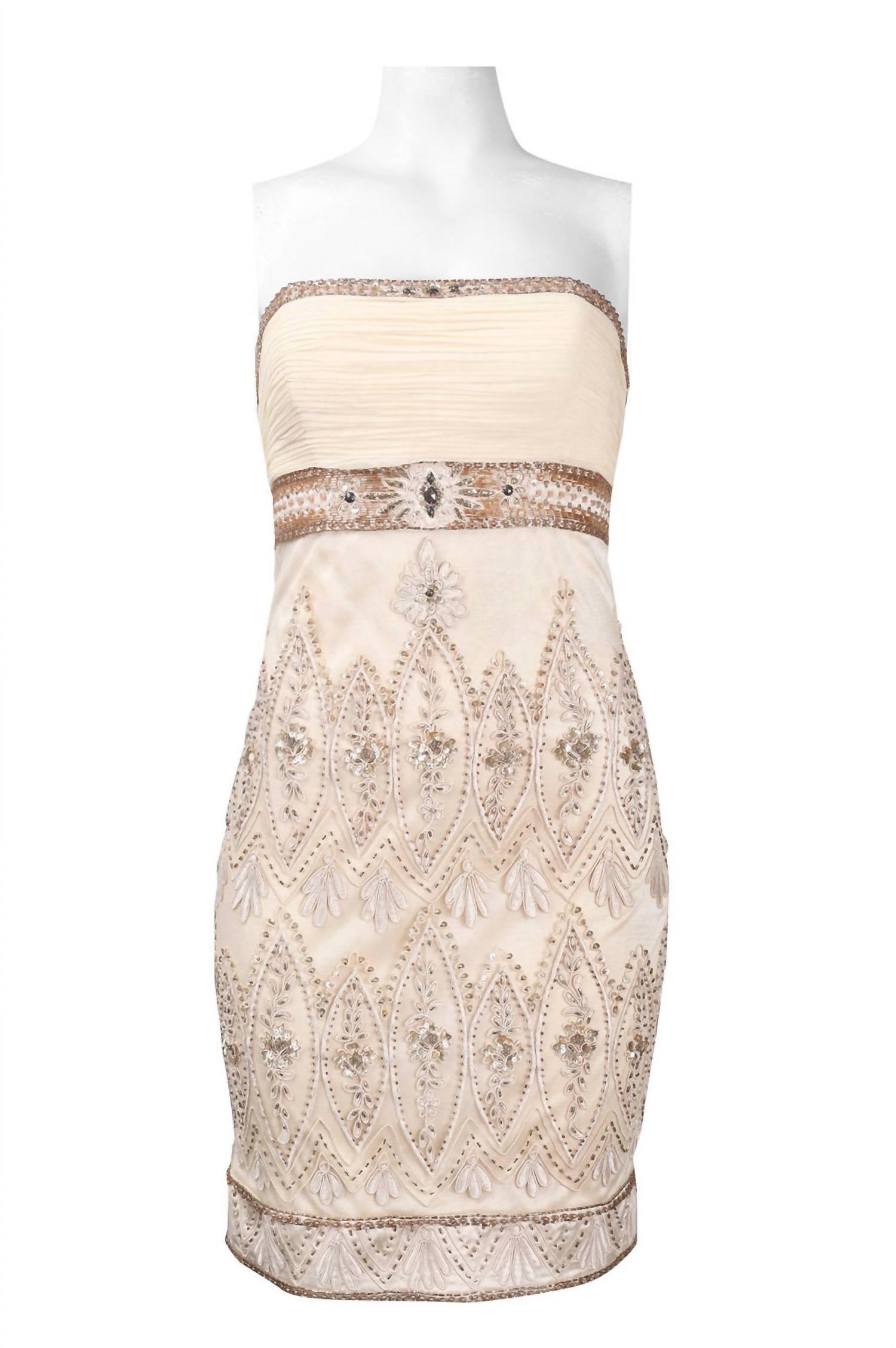 Платье в стиле ампир без бретелек с оборками и декором цвета шампанского Suewong, цвет champagne
Платье в стиле ампир без бретелек с оборками и декором цвета шампанского Suewong, цвет champagne