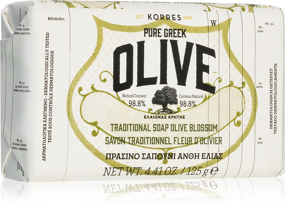 Чистое греческое очищающее мыло с оливой и цветками оливы Korres, 125 гр
Чистое греческое очищающее мыло с оливой и цветками оливы Korres, 125 гр