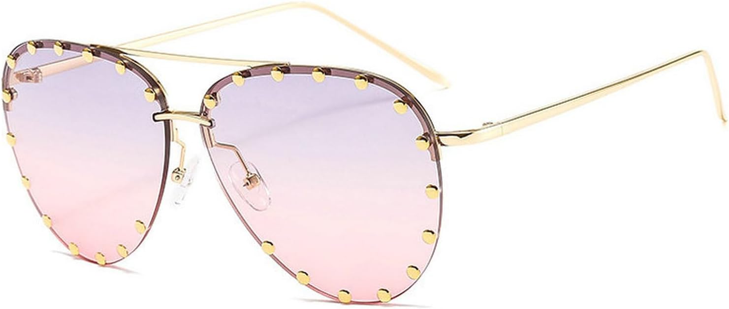 Женские солнцезащитные очки-пилот без оправы COTIA в стиле ретро-панк с заклепками, персонализированные, с зеркальными металлическими линзами в виде жабы, защита от ультрафиолета UV400, Grey Pink
Женские солнцезащитные очки-пилот без оправы COTIA в стиле ретро-панк с заклепками, персонализированные, с зеркальными металлическими линзами в виде жабы, защита от ультрафиолета UV400, Grey Pink