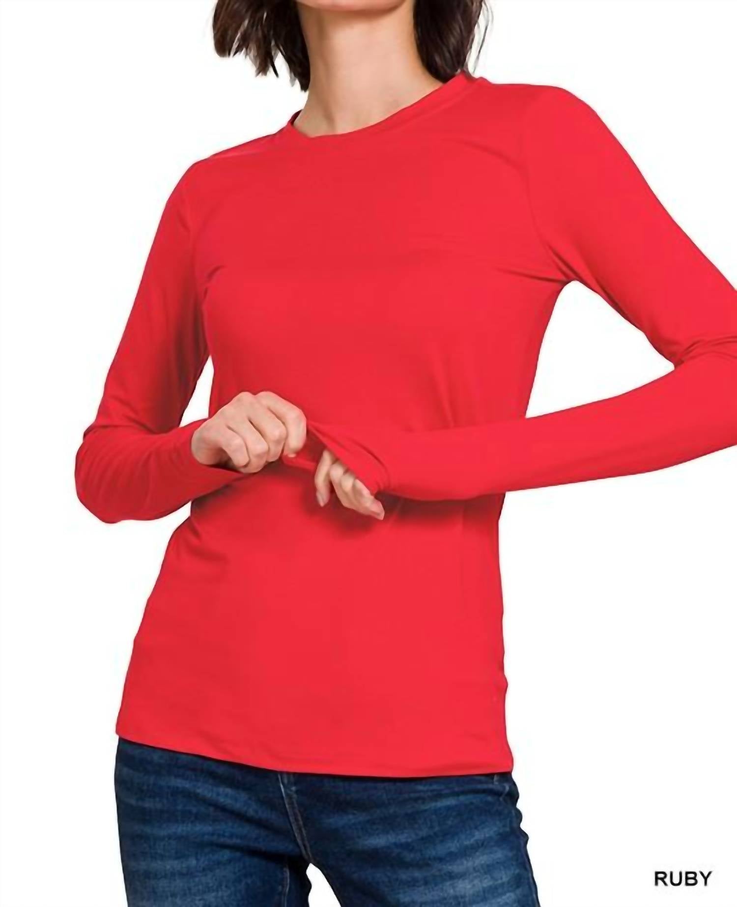 Футболка Back To Basics с круглым вырезом и длинными рукавами - Plus In Red ZENANA
Футболка Back To Basics с круглым вырезом и длинными рукавами - Plus In Red ZENANA