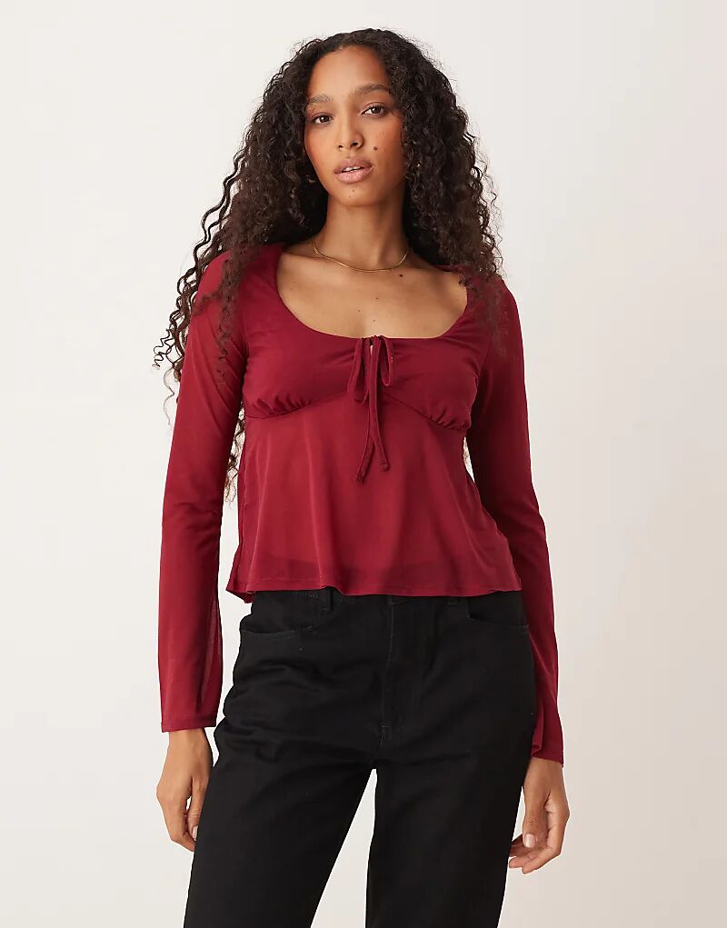 Топ из сетчатой ткани с расклешенными рукавами ASOS DESIGN бордового цвета
Топ из сетчатой ткани с расклешенными рукавами ASOS DESIGN бордового цвета