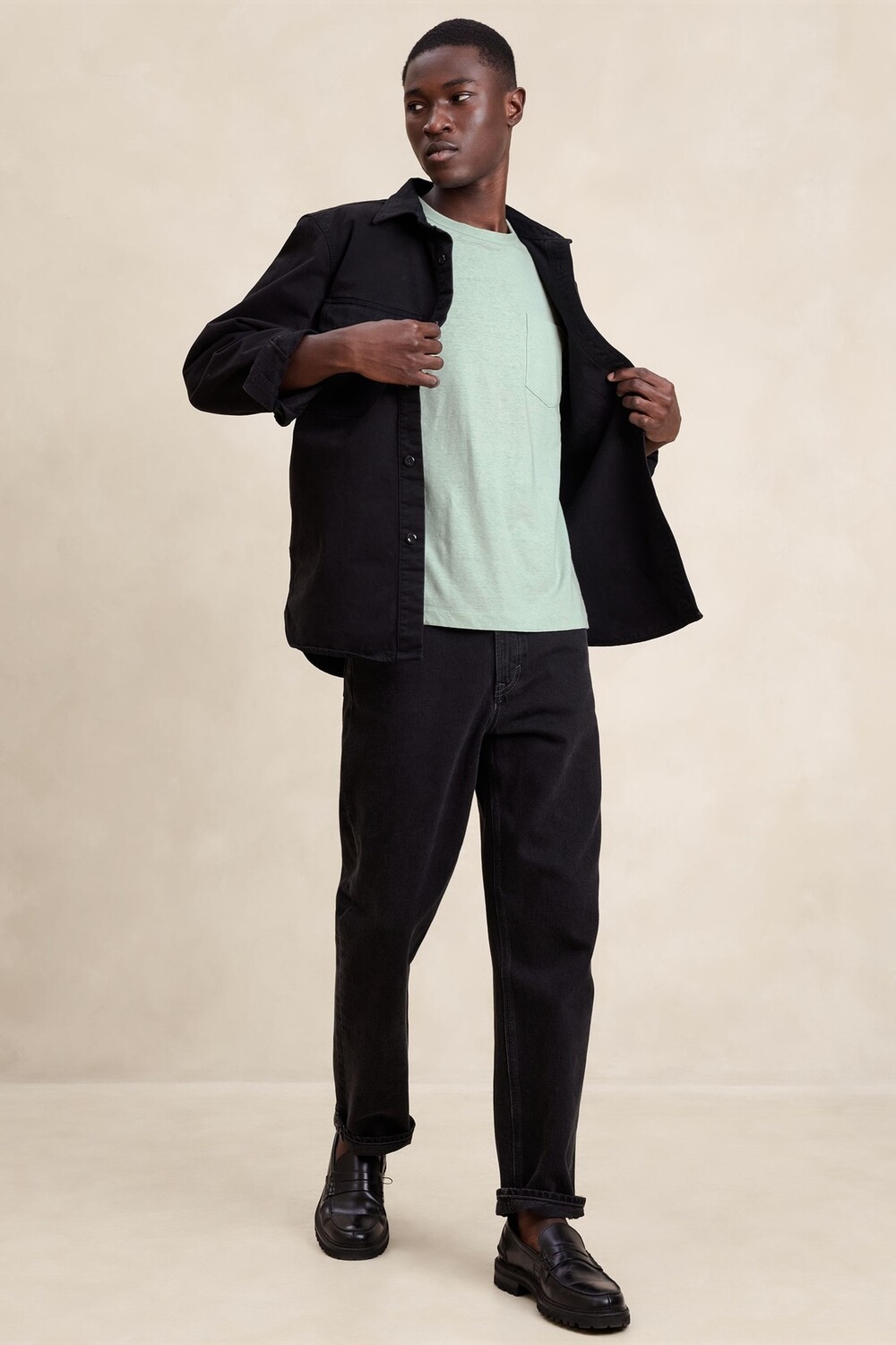 Льняная хлопковая футболка с круглым вырезом Banana Republic, зеленый 
Льняная хлопковая футболка с круглым вырезом Banana Republic, зеленый