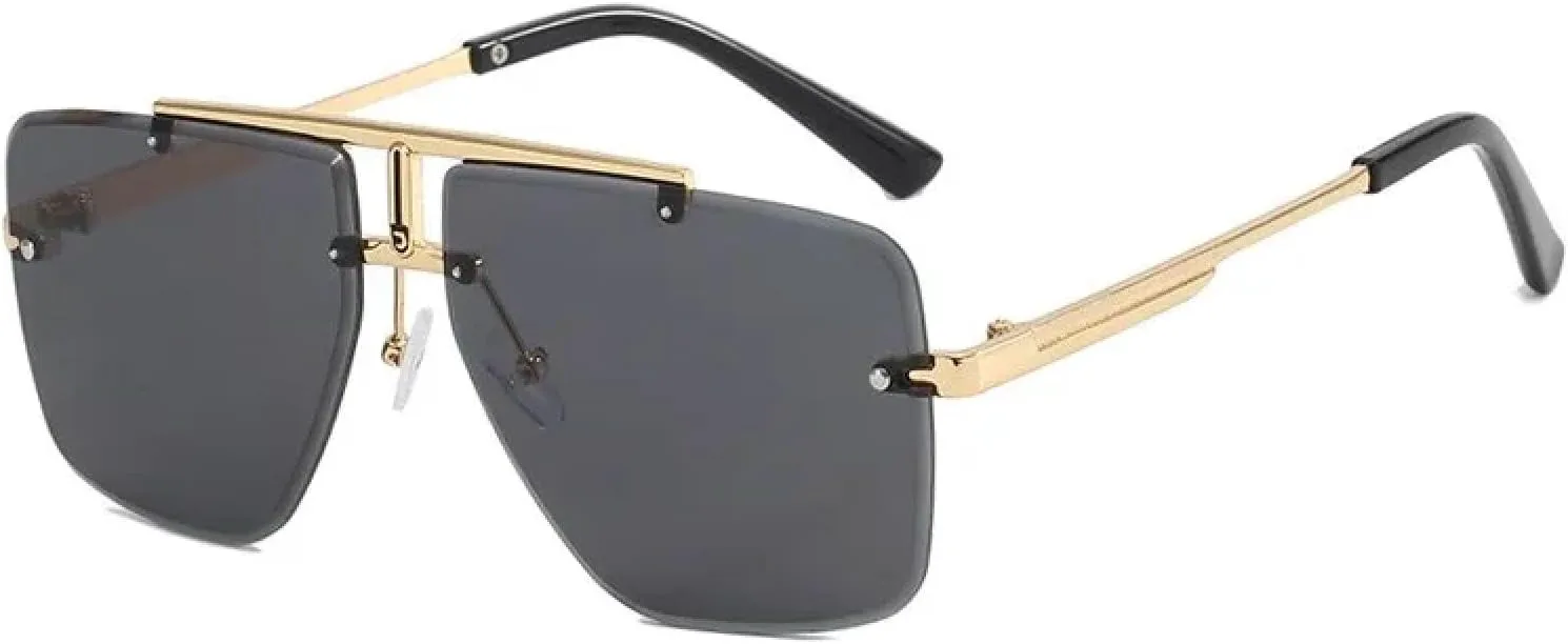 Модные мужские солнцезащитные очки без оправы для женщин, с двойной перемычкой, металлической оправой, для вождения, защита от УФ-излучения UV400 VVTWSSW, Gold Black
Модные мужские солнцезащитные очки без оправы для женщин, с двойной перемычкой, металлической оправой, для вождения, защита от УФ-излучения UV400 VVTWSSW, Gold Black