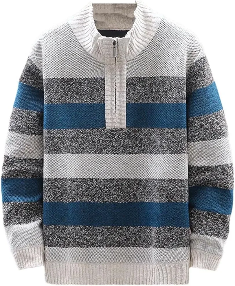 Мужской зимний свитер с воротником стойкой, полоска и молния
Мужской зимний свитер с воротником стойкой, полоска и молния