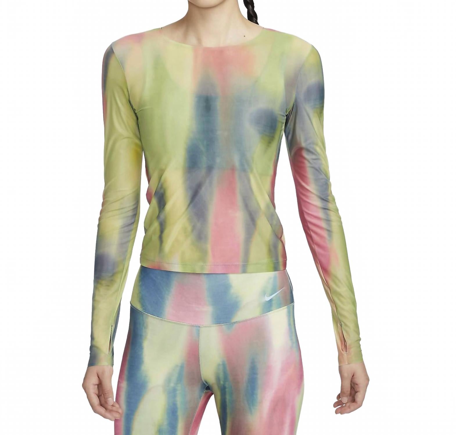 Женский топ с длинными рукавами из сетки в цвете астер пинк/черный Nike
Женский топ с длинными рукавами из сетки в цвете астер пинк/черный Nike