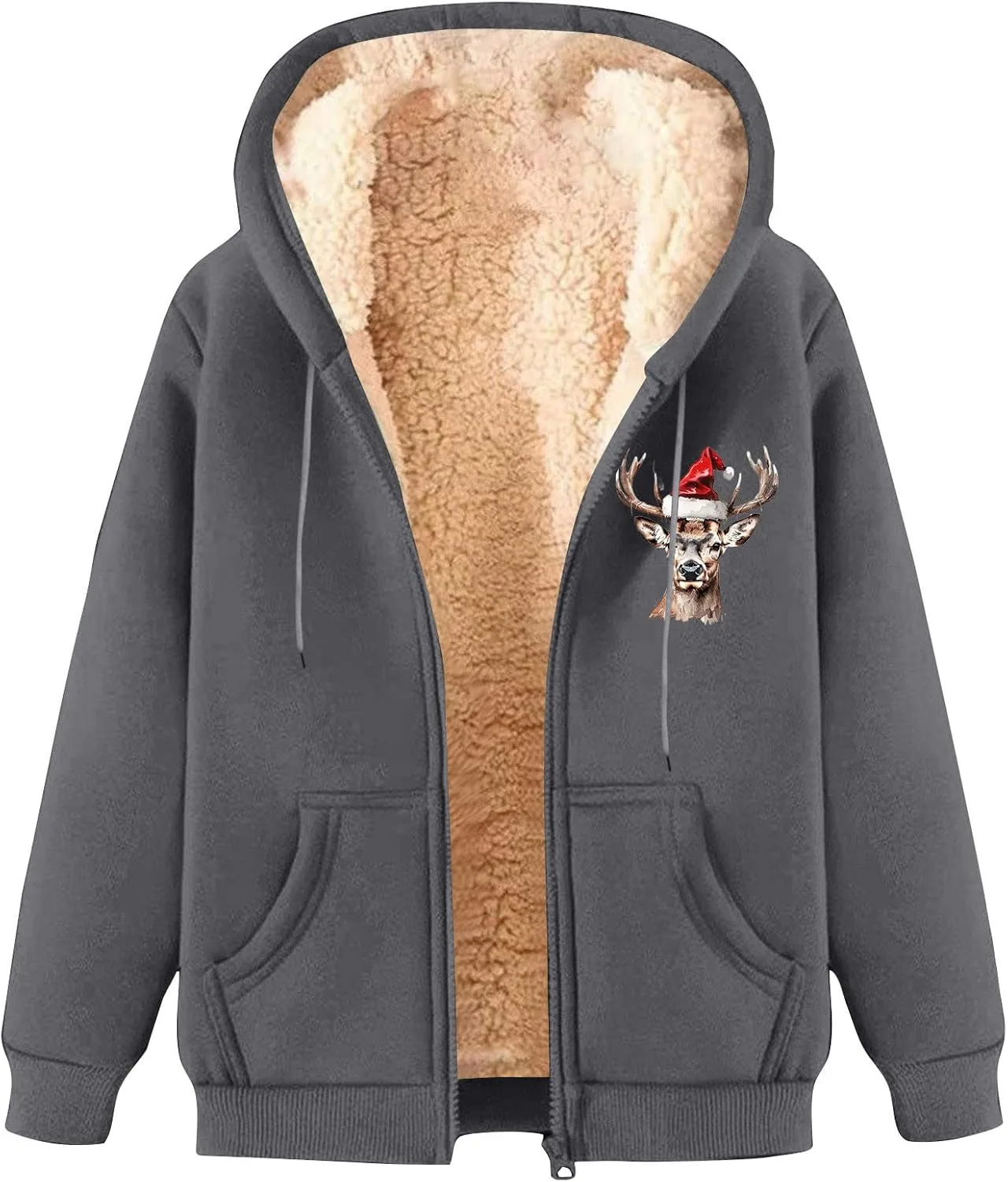 Мужская зимняя худи на молнии с флисовой подкладкой Sherpa и принтом оленя
Мужская зимняя худи на молнии с флисовой подкладкой Sherpa и принтом оленя