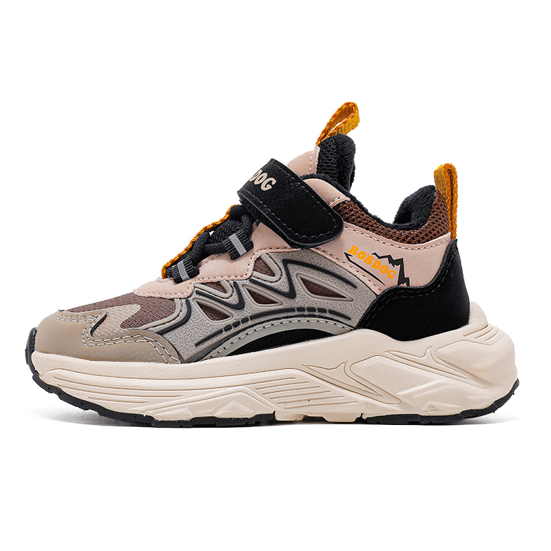 Термоустойчивые противоскользящие детские повседневные кроссовки Kids' BOBDOG, черный/коричневый 
Термоустойчивые противоскользящие детские повседневные кроссовки Kids' BOBDOG, черный/коричневый