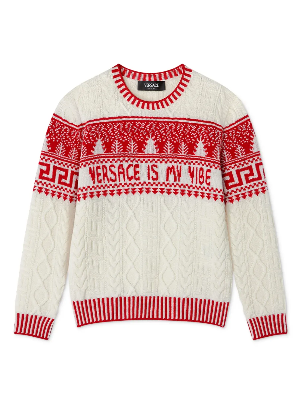 Жаккардовый свитер Fair Isle Versace Kids, белый
Жаккардовый свитер Fair Isle Versace Kids, белый