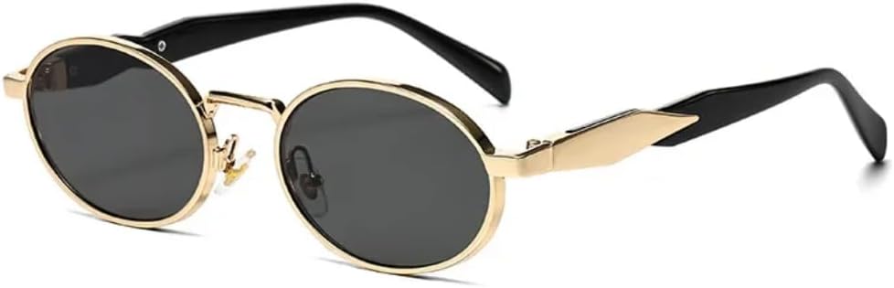 Солнцезащитные очки с защитой от УФ-излучения UV400 | Маленькая металлическая овальная оправа в стиле стимпанк | для женщин и мужчин, для занятий спортом на открытом воздухе и вождения DSVIGF, Gold Black
Солнцезащитные очки с защитой от УФ-излучения UV400 | Маленькая металлическая овальная оправа в стиле стимпанк | для женщин и мужчин, для занятий спортом на открытом воздухе и вождения DSVIGF, Gold Black