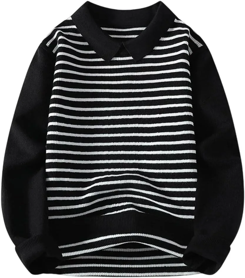 Мужской вязаный свитер с длинным рукавом в полоску
Мужской вязаный свитер с длинным рукавом в полоску