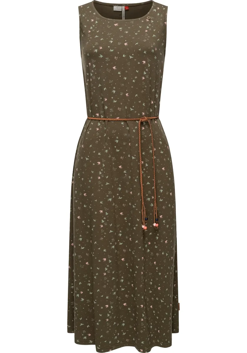 Платье-блузка в стиле рэгвир "Степни", длинное летнее платье с крутым принтом Ragwear, зеленый